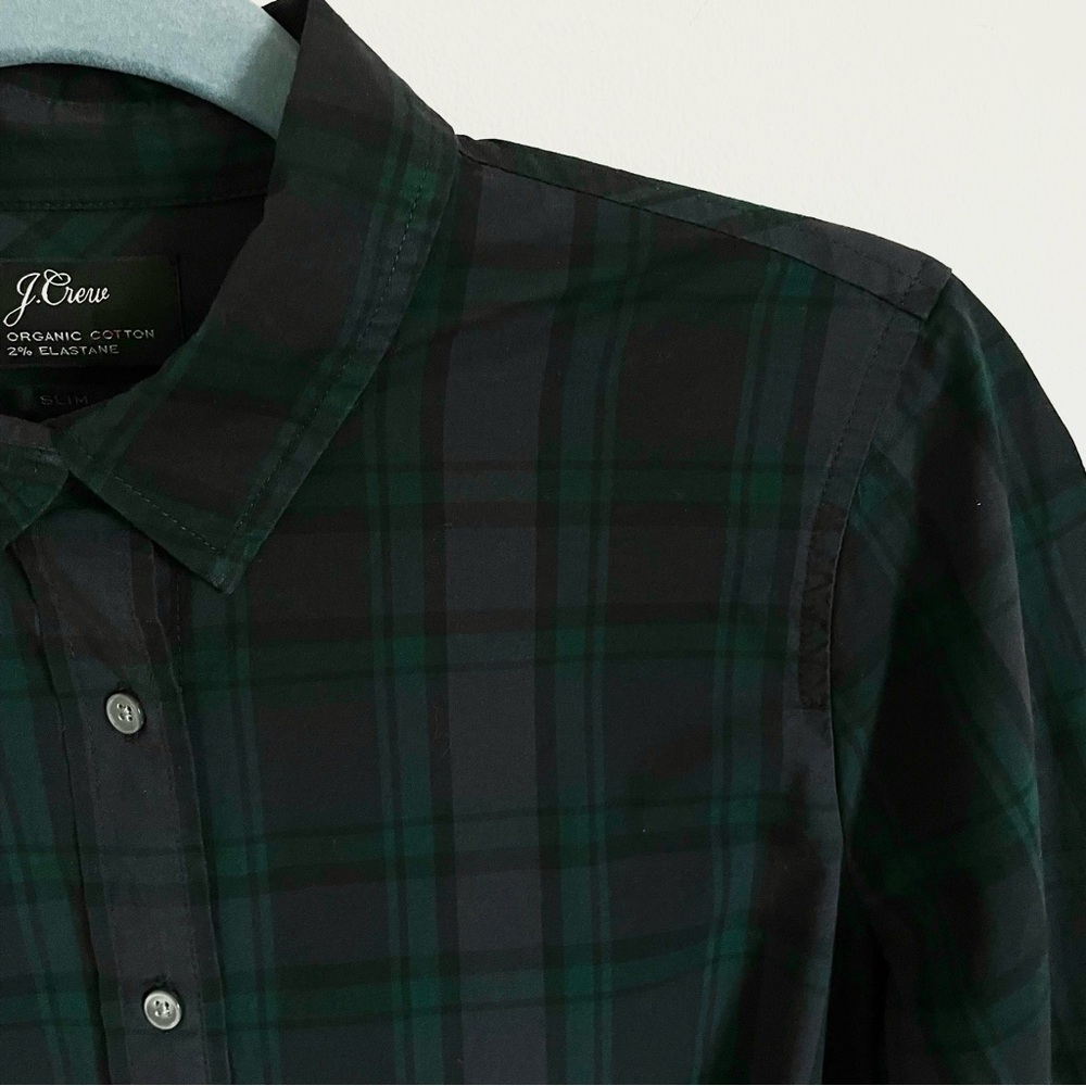 J. Crew Slim Stretch Perfect Shirt In Black Watch Tartan Size 6 EUC - Picture 9 of 14